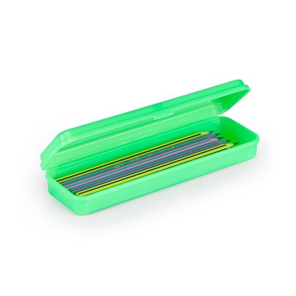 Estojo Escolar Plástico Neon Verde - Waleu
